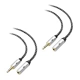 Cable Matters 2-Pack Headset Extension Cable 6 ft (3.5mm Extension Cable/TRRS Extension Cable, Gaming Headset Extension Cable) with Mic Support in Black - 6 Feet