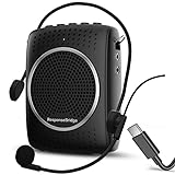 Voice Amplifier for Teachers Original Sound, 8W Rechargeable Portable Voice Amplifier with Wired Microphone Headset Supports Mute/USB/AUX, Teacher Microphone for Classroom Tour Guide Elderly (black)