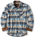 CQR Men's All Cotton Flannel Shirt, Long Sleeve Casual Button Up Plaid Shirt, Brushed Soft Outdoor Shirts, Plaid Ocean Sand, Medium