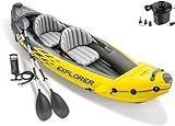 Intex Explorer K2 Kayak, 2-Person Inflatable Kayak Set with Two Aluminum Oars, Manual & Electric Pumps, Yellow