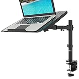 WALI Laptop Tray Desk Mount for 1 Laptop Notebook up to 17 inch, Fully Adjustable, 22 lbs Capacity with Vented Cooling Platform Stand (M00LP)