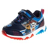 Paw Patrol Sneaker for Kid Boys with LEDs - Chase Marshall Slipon Athletic Lightweight Breathable Lightup Shoes - Navy/Blue (Size 10 Toddler)