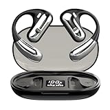 Open Ear Air Conduction Headphones Wireless Bluetooth Headphones with Digital Display Charging Case 40 Hours Playtime Sports Headphones with Earhooks for Workout Driving Walking with iPhone Android