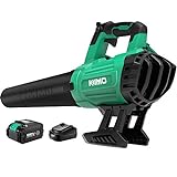 KIMO Cordless Leaf Blower - 400CFM Battery-Powered Blower for Blowing Wet Leaves, Snow Debris and Dust, 20V Electric Leaf Blower with Battery ＆ Charger for Lawn Care Garden Yard Work Around The House