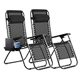 FDW Patio Chair Outdoor Furniture Zero Gravity Chair Patio Lounge Camping Chair Set of 2 Recliner Adjustable Folding for Pool Side Camping Yard Beach