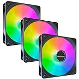 120mm Case Fan 3 Pack RGB Fans, FS-120 High Performance Quiet 120mm Cooling PC Fans, with Hydraulic Bearing - Low Noise with 12v 3pin and molex 4pin PSU Plug Computer RGB Case Fans for PC Case