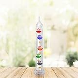 JJ Care Galileo Thermometer (11' Tall) - Measures from 64ºF to 80ºF, Galileo Thermometer for Indoor and Outdoor Home Décor, Galileo Glass Thermometer for Home, Office, Library or Garden