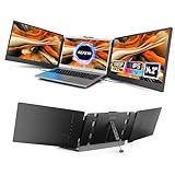 KEFEYA Laptop Screen Extender, 14.2' Portable Triple Monitor for Laptop with Full HD IPS Display, Laptop Extended Monitor Compatible with Mac, Windows, Chrome, Fits 13-17 Inch Laptops