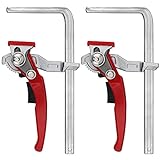 KEILEOHO 2 PCS Ratcheting Table Clamps, Guide Rail Clamp with 6-5/16 Inch Opening and 2-5/16 Inch Throat Depth, Quick Release Bar Clamp for Woodworking