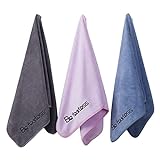 Wuwahold Microfiber Gym Towels for Exercise Fitness, Sports, Workout, 380-GSM 15-Inch x 31-Inch Football Towels (3 Pack, Grey+Blue+Purple)