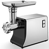 Electric Meat Grinder Heavy Duty, 2500W Max, Stainless Steel Sausage Stuffer Maker with 1 Blade, 3 Grinding Plates, Sausage Stuffer Tube & Kubbe Kit, Meat Grinders for Home use Kitchen and Commercial