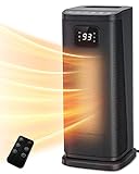 KopBeau Oscillating Space Heater for Indoor Use,1S Fast Heating, Electric & Portable Heater w/ Thermostat, 1500W Ceramic PTC Room Heater with 4 Modes, 24H Timer, LED Display, Safe for Office Use