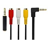 3.5 mm to RCA AV Camcorder Video Cable,3.5mm Male to 3RCA Female Plug Stereo Audio Video AUX Cable for Smartphones,MP3, Tablets,Speakers,Home Theater - 3.5 Male to 3RCA Female 0.15m