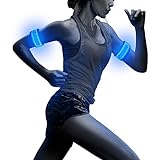 BSEEN LED Armband for Running (2-Pack) - High Visibility, Glow in Dark Safety Gear for Sports & Outdoor Activities (Blue)