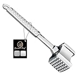 Meat Tenderizer Mallet Stainless Steel, Premium Meat Hammer Tenderizer, Kitchen Meat Mallet for Chicken, Conch, Veal Cutlets, Beef & Steak, Meat Pounder Flattener, Non-Slip Grip with 5 years Warranty