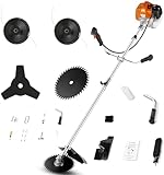58CC Weed Wacker Gas Powered, 2-Cycle 4-in-1 Weed Eater Gas Powered, Gas Weed Eater String Trimmers/Brushcutter with 4 Detachable Head -Grass Cutter Machine for Lawn Care(Upgraded Version Orange)