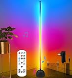 LanSuper Corner Floor Lamp with 20W Bluetooth Speaker,70' Smart RGBW LED Corner Lamp with Remote,Music Mode & AUX Audio,TWS Stereo Sound & 16 Million Color Changing Floor Lamp for Living Room