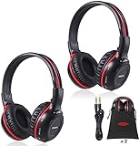 SIMOLIO 2 Pack of Wireless Car Headphones, 2 Channel IR Wireless Headphones for Kids, in Car Wireless DVD Headphones with Storage Bag for Universal Rear Entertainment System, Not for 2017+ Pacifica