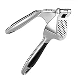 Honsen Garlic Press Easy to Squeeze and Clean, Zinc Alloy Garlic Mincer & Crusher with Soft Easy-Squeeze Ergonomic Handle