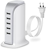 5-Port USB Hub,Data USB Hub with Cable,Multi USB Port Expander for Home, Office, Dorm Essentials,White
