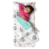 JumpOff Jo - Toddler Nap Mat for Preschool, Daycare, and Kindergarten - Sleeping Bag for Kids with Removable Pillow and Ultra Soft Blanket - Mermaids