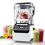 WantJoin Commercial Blender 72oz, Soundproof Quiet Blender with Digital Display Programmed for Ice Crushing,Smoothie,Grinding, Silent Blender Suit for Home&Commercial