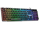 CHONCHOW Wired Gaming Keyboard for Mac PC PS5 PS4 Xbox One Gamers, RGB Backlit LED Mechanical Feel Keyboard with Multimedia Keys Number Pad, 104 Keys USB Desktop Computer Windows Keyboard (Black)