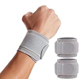 Cinlitek 2 Pack Wrist Wraps for Sports Protection and Pain Relief, Adjustable Wrist Support Strap for Tendonitis, Working Out, Weightlifting,Strength Training,Kettlebell,Unisex (Gray)