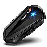 GEARELEC Motorcycle Bluetooth Headset V5.3BT【Maximum Volume Speaker】【3 EQ-HiFi Stereo】, Motorcycle Helmet Bluetooth with CVC&DSP Noise Reduction，Motorcycle Accessories with Soft/Hard Mic/850mAh-Black