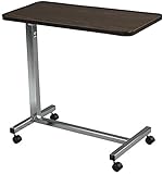Drive Medical 13003 Non Tilt Top Overbed Table with Wheels, Chrome