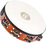 Meinl Percussion TAH2AB Traditional 10-Inch Wood Tambourine with Goat Skin Head and Steel Jingles, 2 Row