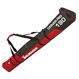 BRUBAKER Padded Ski Bag Skibag Carver Pro 2.0 with strong 2-Way Zip and Compression Straps - Red Black - 74 3/4'