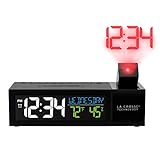 La Crosse Technology 616-1950-INT Pop-Up Bar Projection Alarm Clock with USB Charging Port, 6.51' L x 2.56' W x 1.81' H, Black