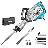Berserker 1700W 30-Pound SDS-Hex Demolition Jack Hammer,1-1/8' 14-Amp Corded Electric Heavy Duty Demo Chipping Hammer Concrete/Pavement Breaker with Carrying Case Flat Chisel Bull Point Chisel