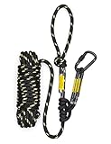 SENFU Hunting Reflective Safety Linemans Rope 30ft with Prusik Knot and Single Carabiner for Hunter Climbing Tree Stand Hanging Ladder Stand or Bow Lifeline,Fall Protection When Hunting on Stands