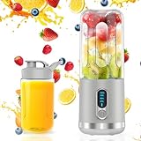 neza Portable Blender, Personal Blender Shakes and Smoothies, Mini Blender USB C Rechargeable, 15.2 Oz Multifunctional and BPA Free Portable Juicer, to Office/Gym/Travel, Grey