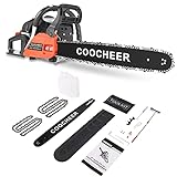COOCHEER 62CC Gas Powered Chain saws, 20Inch 3.5HP 2-Stroke Gasoline Chain Saw with for Tree Stumps, Limbs, Tree Felling, and Firewood Cutting(Red 2022 Limited Edition)