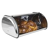 Home Basics Stainless Steel Bread Box, Kitchen Storage and Organization, Stores Brownies, Cookies, Loaves of Bread, Silver