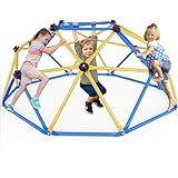 Hapsor Climbing Dome, 6FT Geometric Dome Climber for Kids, Kids Indoor Outdoor Jungle Gym Supports 600lbs, Easy Assembly Playground Jungle Gym Backyard Play Equipment, Yellow+Blue