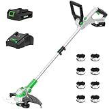SOYUS Weed Wacker Battery Operated, 12 Inch String Trimmer Cordless, 20V Weed Wacker Electric with Battery and Charger, Lightweight Edger Trimmer with 8 Pcs Replacement Spool Trimmer Lines