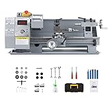 CREWORKS 8'x14' Mini Metal Lathe Machine with 600W Metal Gear Brushed Motor, 50-2250 rpm Metal Turning Cutting Drilling Benchtop Metal Lathe with Accessories for Home and Shop DIY