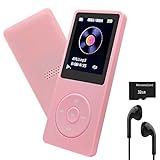 MP3 Player 32GB with Speaker Earphones Portable Music Player for Kids Support FM Radio Voice Recorder E-Book Support up to 128GB Pink