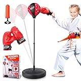 Punching Bag for Kids with Stand for 3-8 Years Old, Adjustable Kids Punching Bag for Boys & Girls Incl Boxing Gloves Set