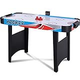 RayChee 48in Air Hockey Table for Kids and Adults, Portable Hockey Table w/LED Scoreboard, 2 Pucks, 2 Pushers, Powerful 12V Motor for Home, Game Room, Bar