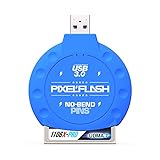 PixelFlash CF Card Reader - Compact Flash Card Reader, USB 3 Card Reader for Computer - Tactical SuperSpeed CompactFlash Memory Adapter, Rugged Anti-Scratch Exterior Classic - No-Bend Pins, Blue