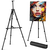 Art Painting Easel Stand by JULEHUI- Portable Adjustable Easel Tripod - Large Standing Floor Adults Easel for Drawing & Display - Black Metal Canvas Stand