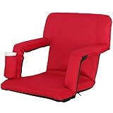 Reclining Stadium Seat Chairs for Bleachers Foldable Camping Seat with Padded Backrest and Adjustable Armrests Red