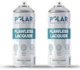 Polar Flawless Lacquer Clear Coat Aerosol Spray Paint, 2 x 14oz - Matt Finish - Interior & Exterior Surfaces for Metal, Wood, Plastics & Ceramics - Durable & Flexible Adhesion Sealer