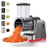 Homparty Electric Cheese Grater, 250W Professional Electric Slicer Shredder, Electric Salad Machine for Fruits, Vegetables, Cheeses, Salad Maker with 5 Free Attachments, Upgraded in 2023