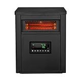 LifeSmart 1500W Portable Electric Infrared Quartz Indoor Space Heater with 8 Adjustable Heating Elements and Remote Control, Black